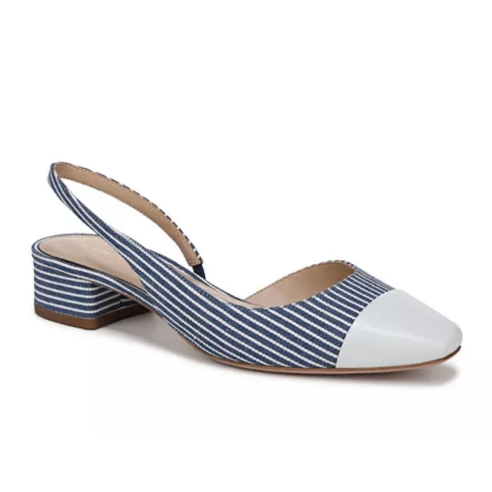 Veronica Beard Women's Cecile Slingback Pumps in Blue & White Stripes